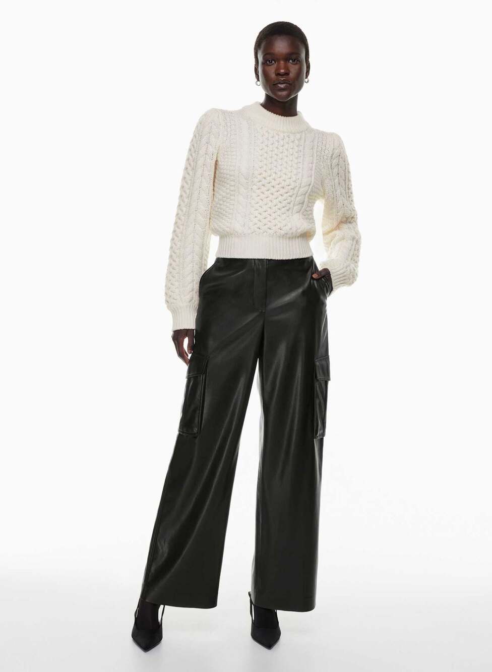 Aritzia Wilfred Wide Leg Vegan Leather Cargo Pants